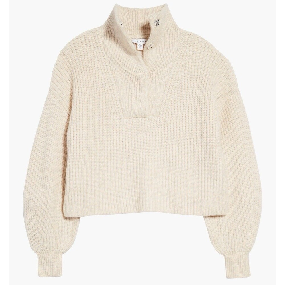Topshop Stand Collar Sweater In Cream Sz 12 New
